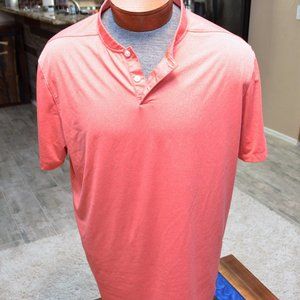 Nike Dri Fit Henley Polo Shirt LG Heathered Red